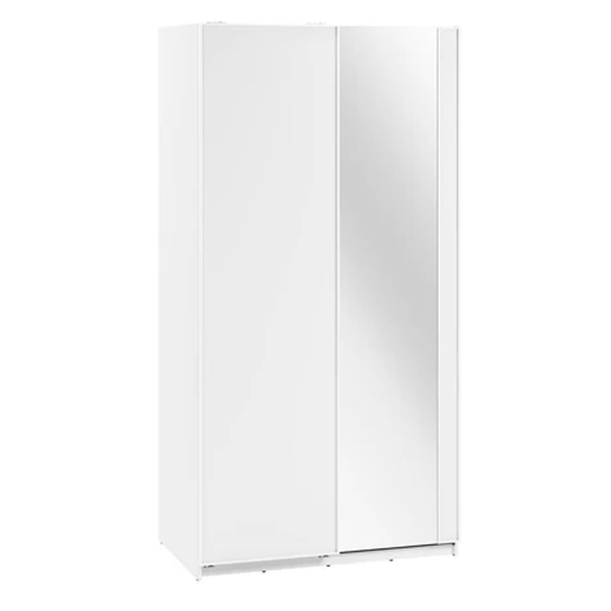 Sliding Wardrobe - SULLIVAN 2 Door Mirrored Wardrobe White 120cm - Art Nest