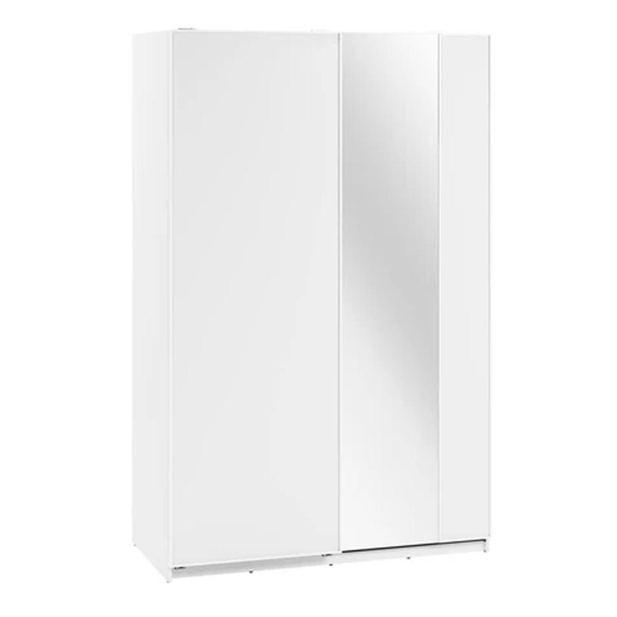 Sliding Wardrobe - SULLIVAN 2 Door Mirrored Wardrobe White 150cm - Art Nest