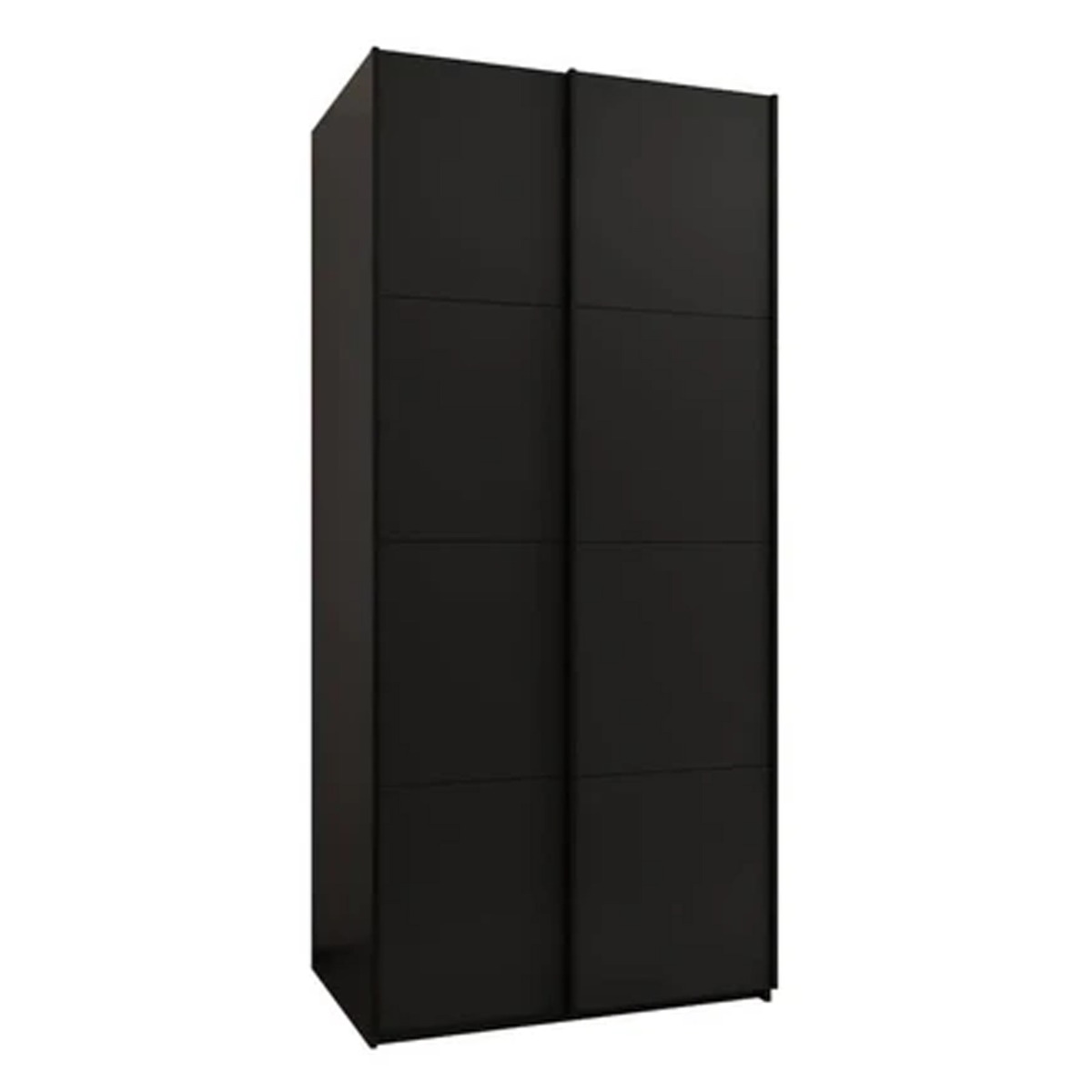 Sliding Wardrobe - BRADLEY 2 Door Wardrobe Black 100cm - Art Nest