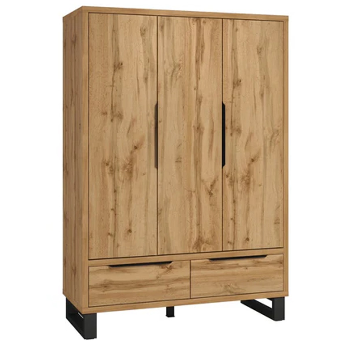 Wardrobe - HALIFAX 3 Door Wardrobe Oak Wotan 145cm - Art Nest