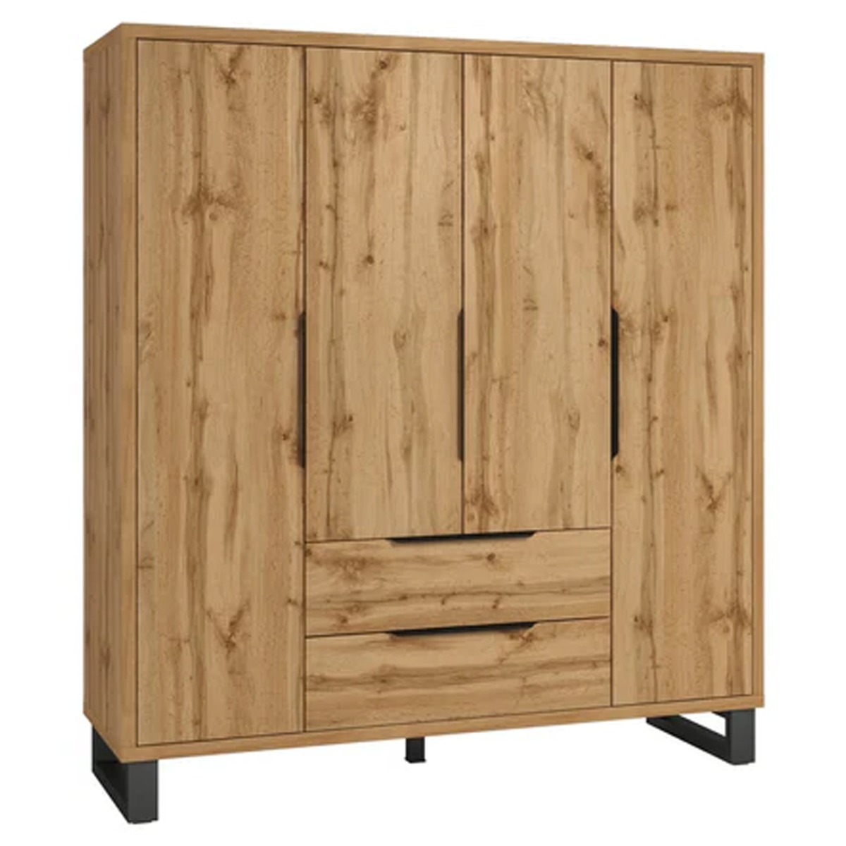 Wardrobe - HALIFAX 4 Door Wardrobe Oak Wotan 191cm - Art Nest