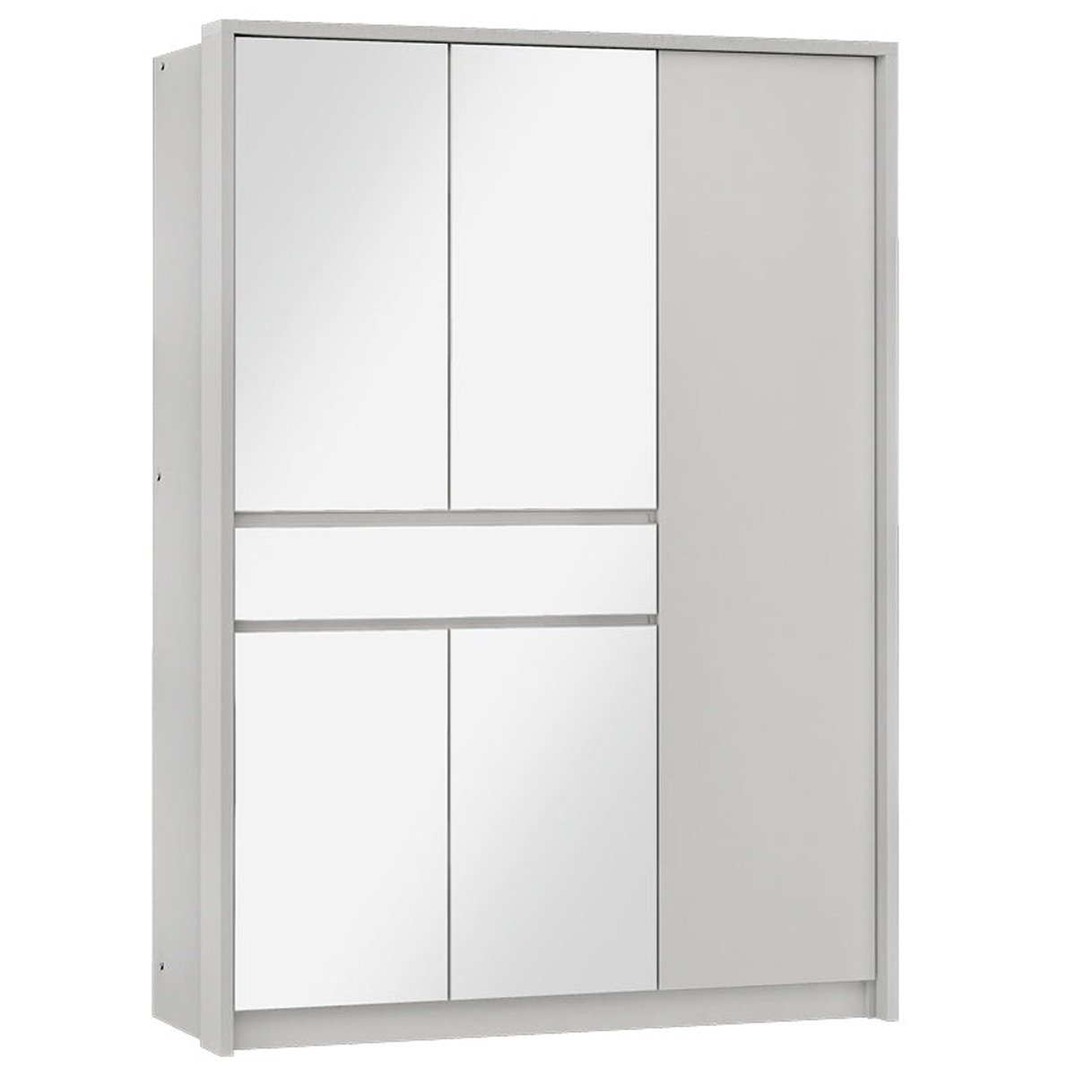 WAVERLEY 5 Door Mirrored Wardrobe with 1 Drawer White - 151cm - Avellino & Wells