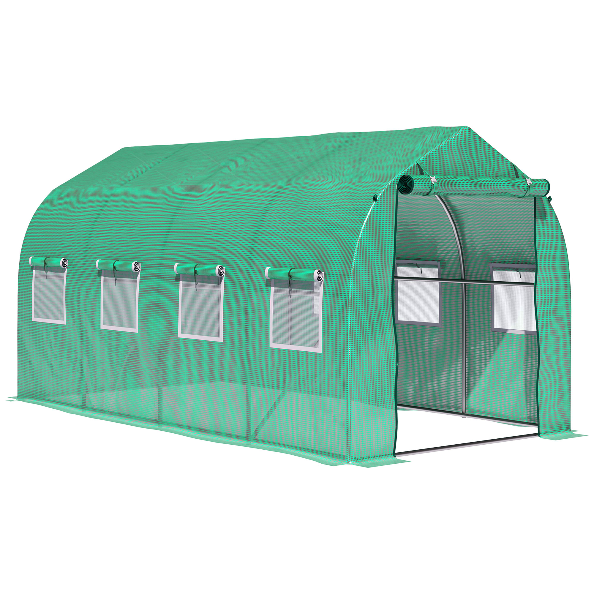 Galvanised Frame Polytunnel Greenhouse with Windows and Door for Garden, Backyard (4 x 2M) - Life Essentials