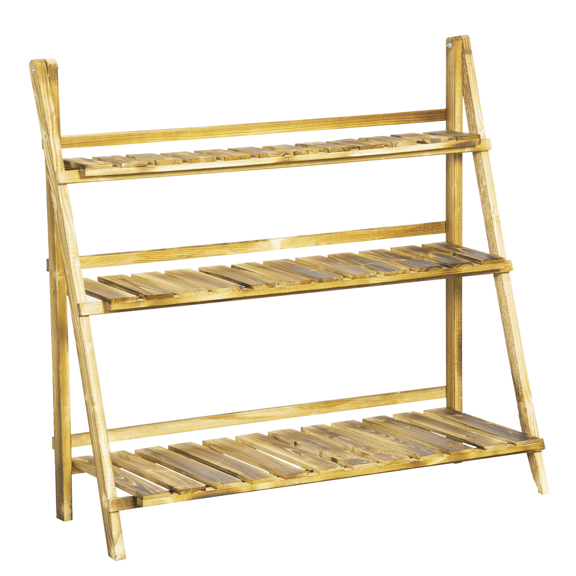 3 Tier Flower Stand Wood Folding Planter Ladder Display Shelf Rack for Garden Outdoor Backyard 100Lx37Wx93H(cm) - Life Essentials