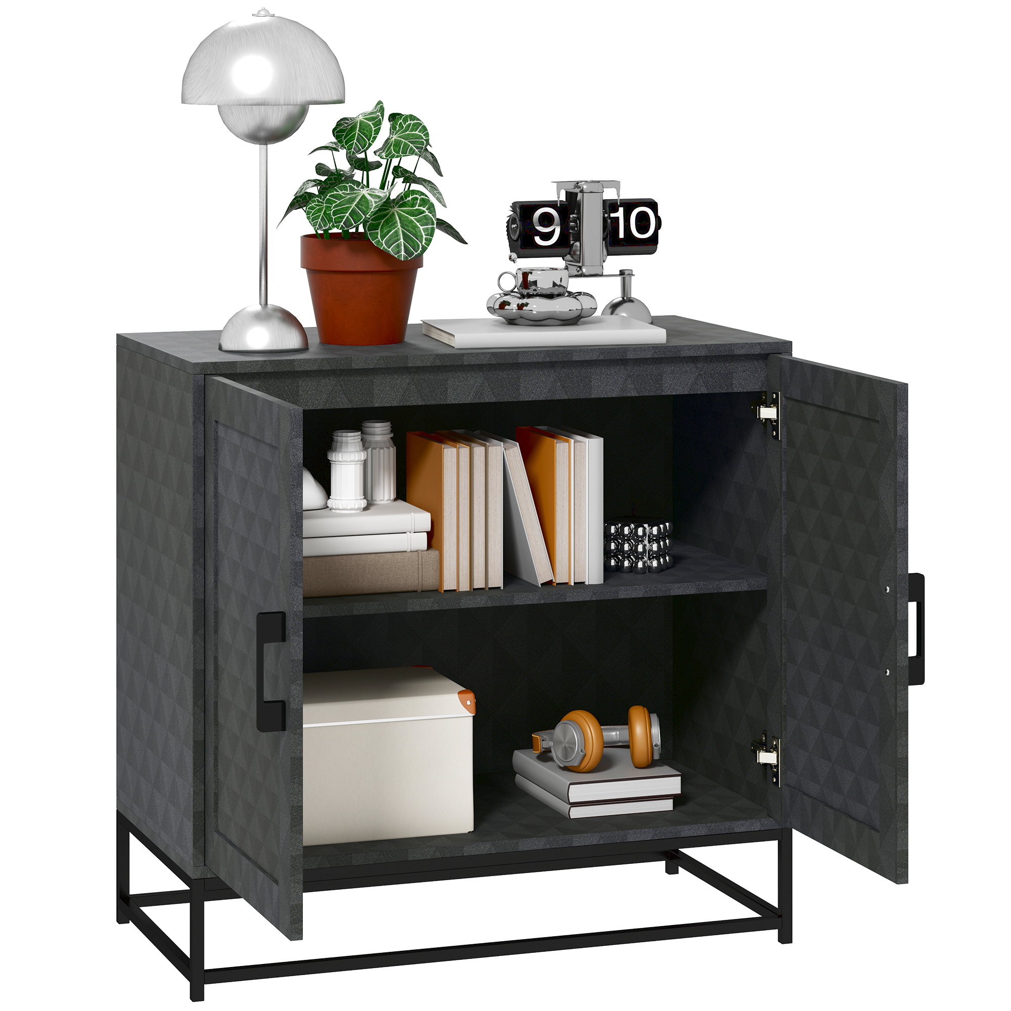 HERON Modern Sideboard Freestanding Sideboard Storage Cabinet Black - Life Essentials