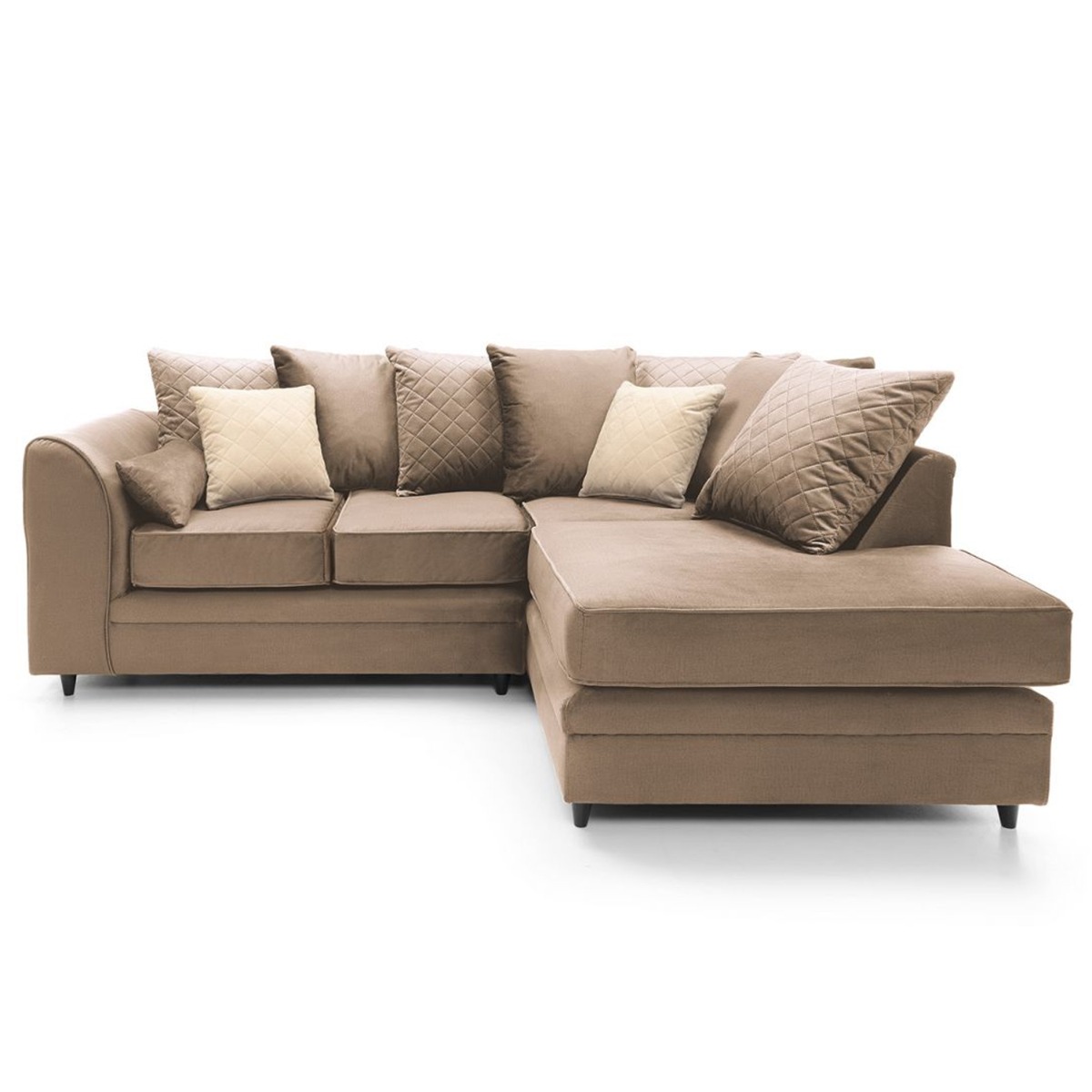 NIOMI Velvet 4 Seater L Shaped - Right Hand Facing Corner Sofa - Tan Brown - Moonlight Interiors