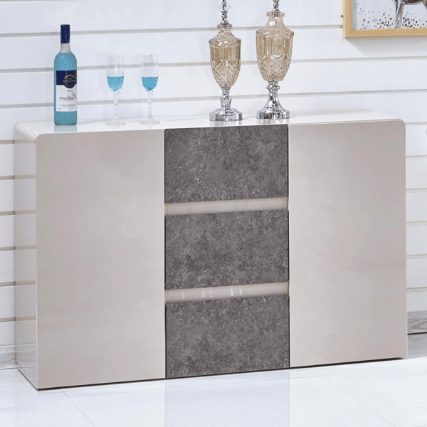 Barnstaple High Gloss Sideboard - Cream and Stone - Sigrid Mills
