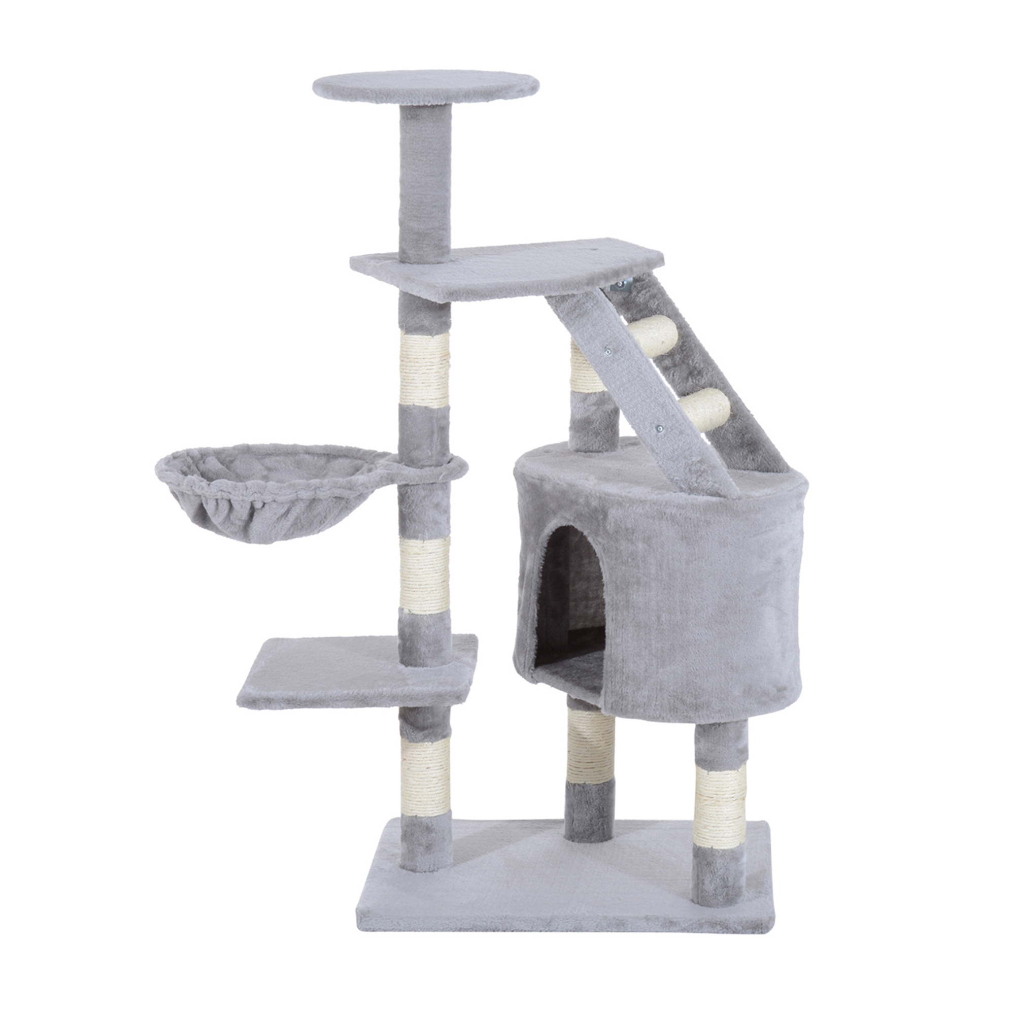 Cat Tree Kitten Scratching Post Scratch Scratcher Climb Activity Center Play House Pet Furniture 125cm (Grey) - Life Essentials