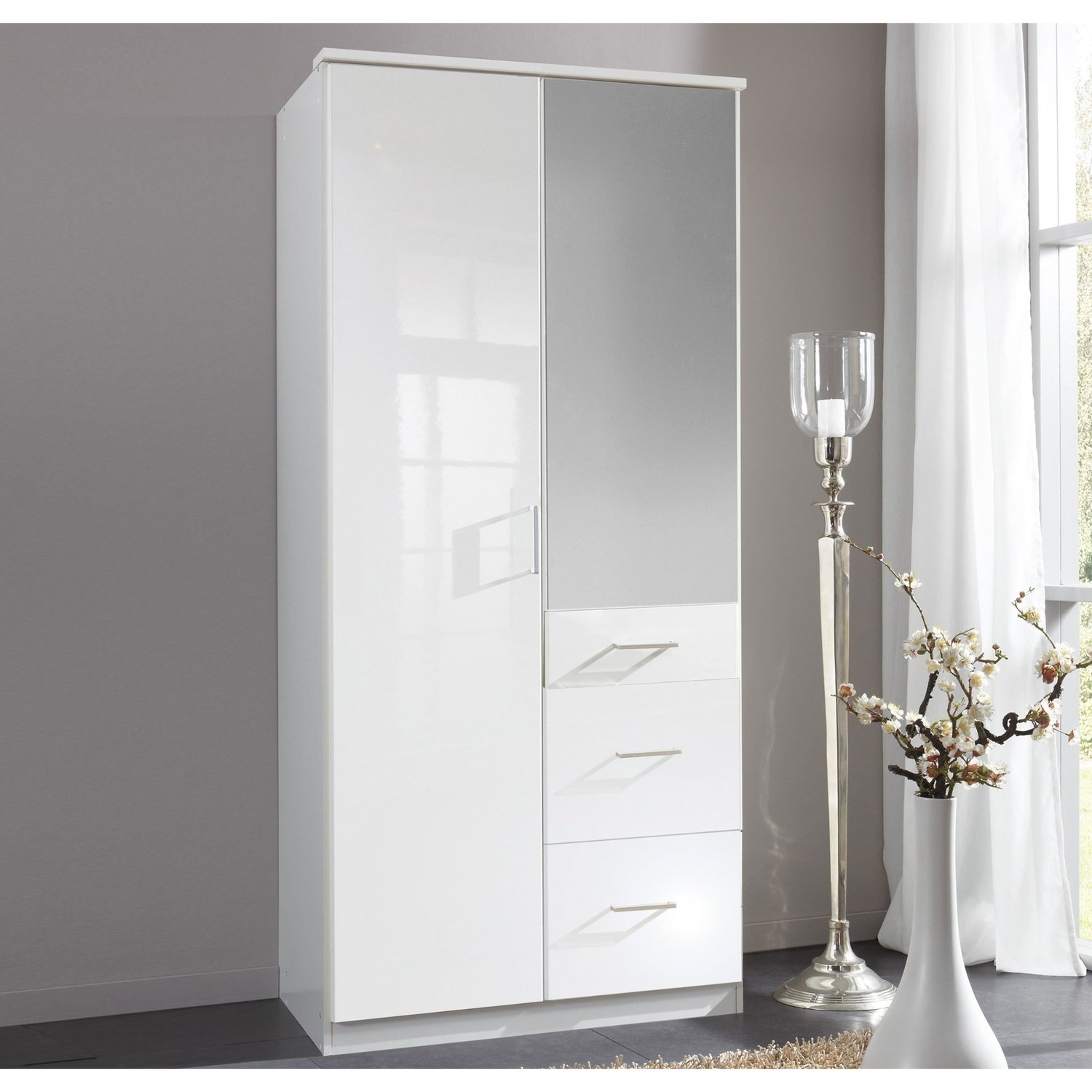 Wardrobe - CALLISTO 2 Door Wardrobe White 90cm - Wimex Distribution