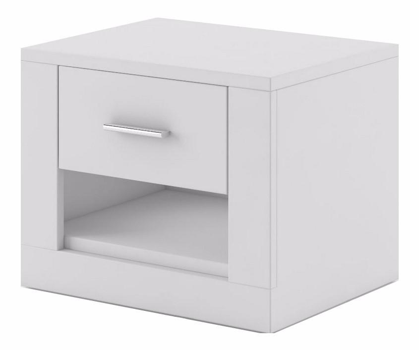 Bedside Table - BRAVO-07 1 Drawer Nightstand White 50cm - Art Nest