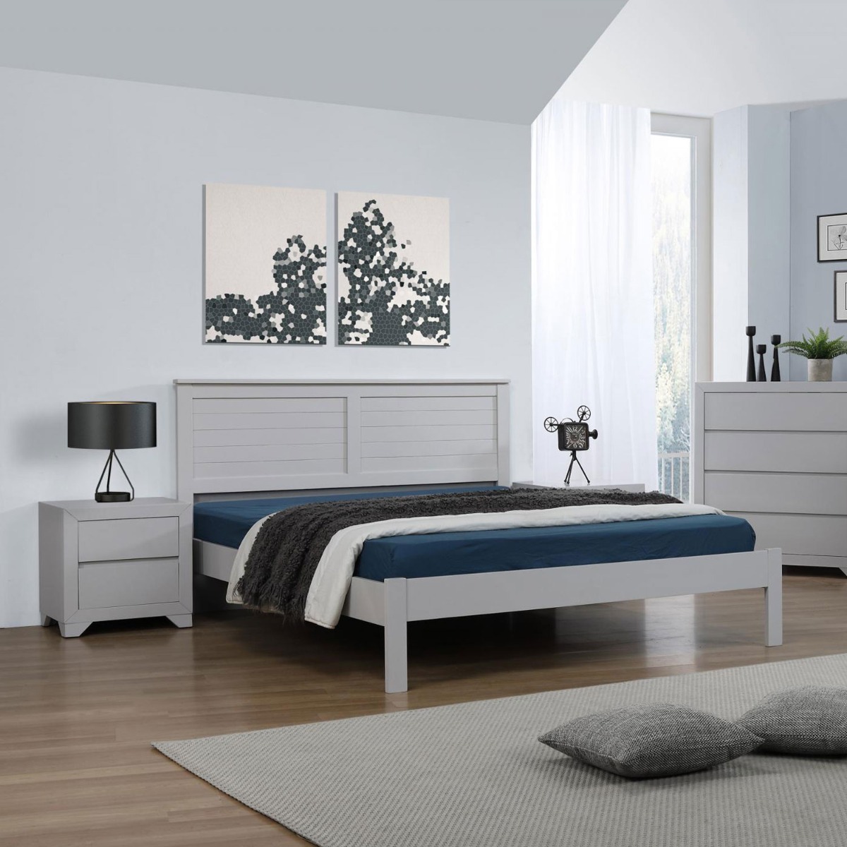 Sinestro 5ft King Size Bed - Grey - Sigrid Mills
