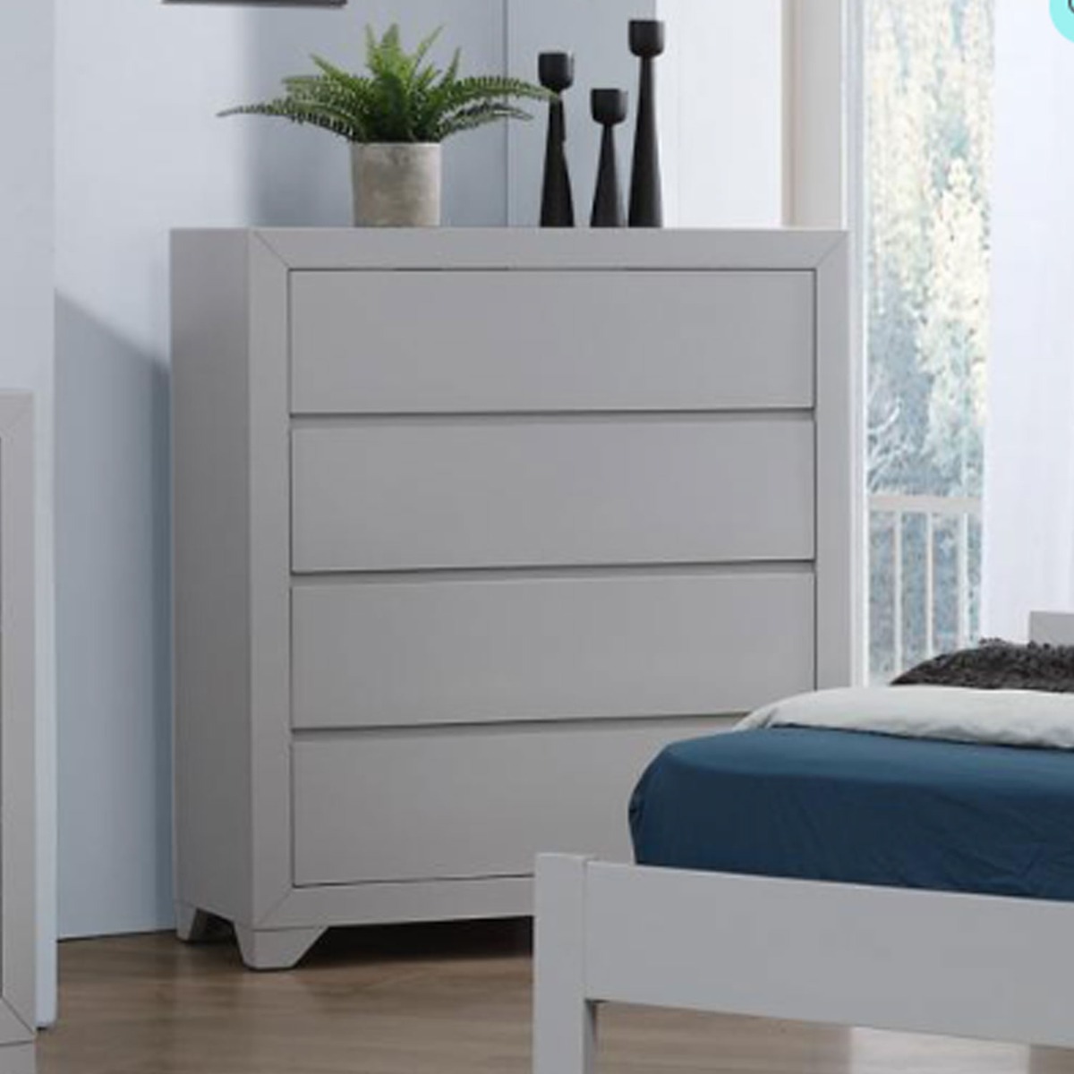 WIDNES Grey Chest of Drawers - Medium-sized, 4 Drawers - Sigrid Mills