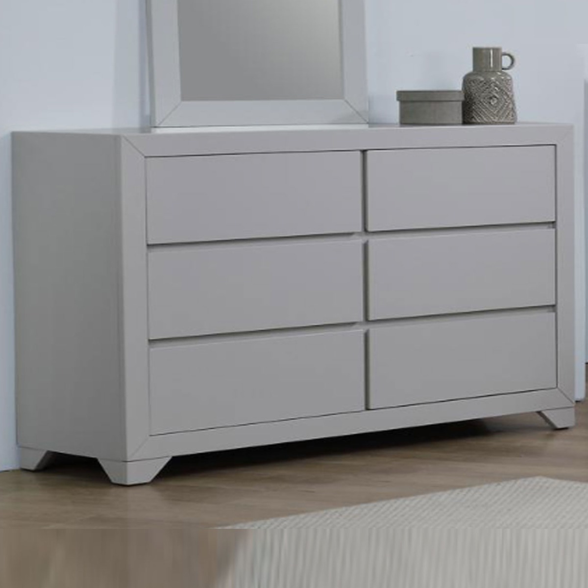 Dressing Table - SINESTRO 6 Drawer Dresser High Gloss White 120cm - Sigrid Mills