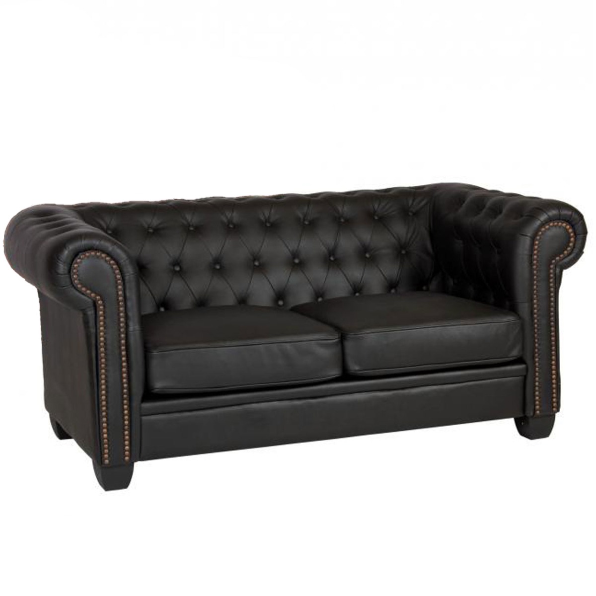 Frederick 2 Seater Leather and PVC Sofa - Black - Sigrid Mills