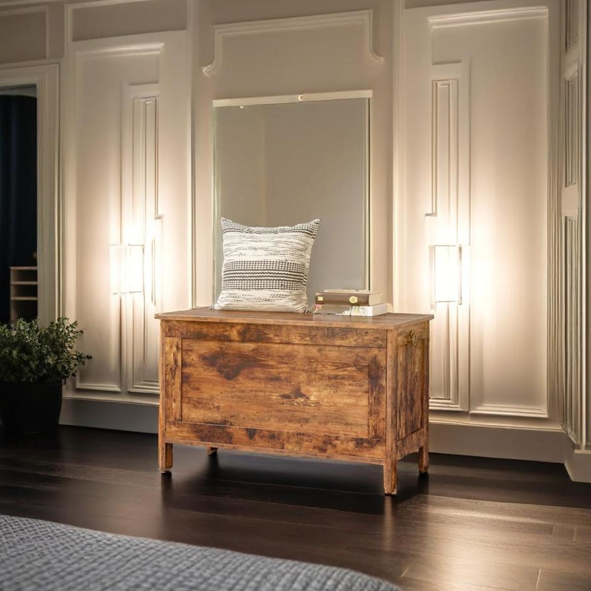 MORVANE Storage Chest Wooden Trunk Toy Box and Bedroom Storage Unit - Rustic Brown - The Urban Forge