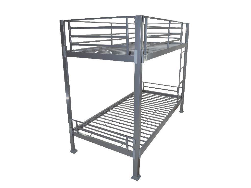 Small Single Bed - NOBRA 2ft6 Metal Bunk Bedframe - Silver - Beds-To-Go