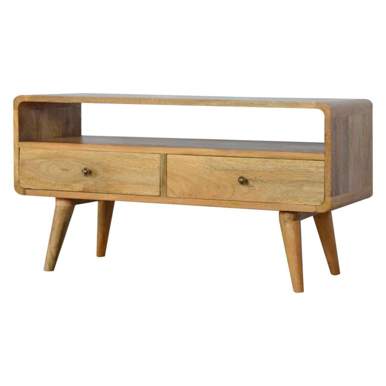 CROMER TV Unit Oak Finish Media Storage Unit - Light Wood - Home Done