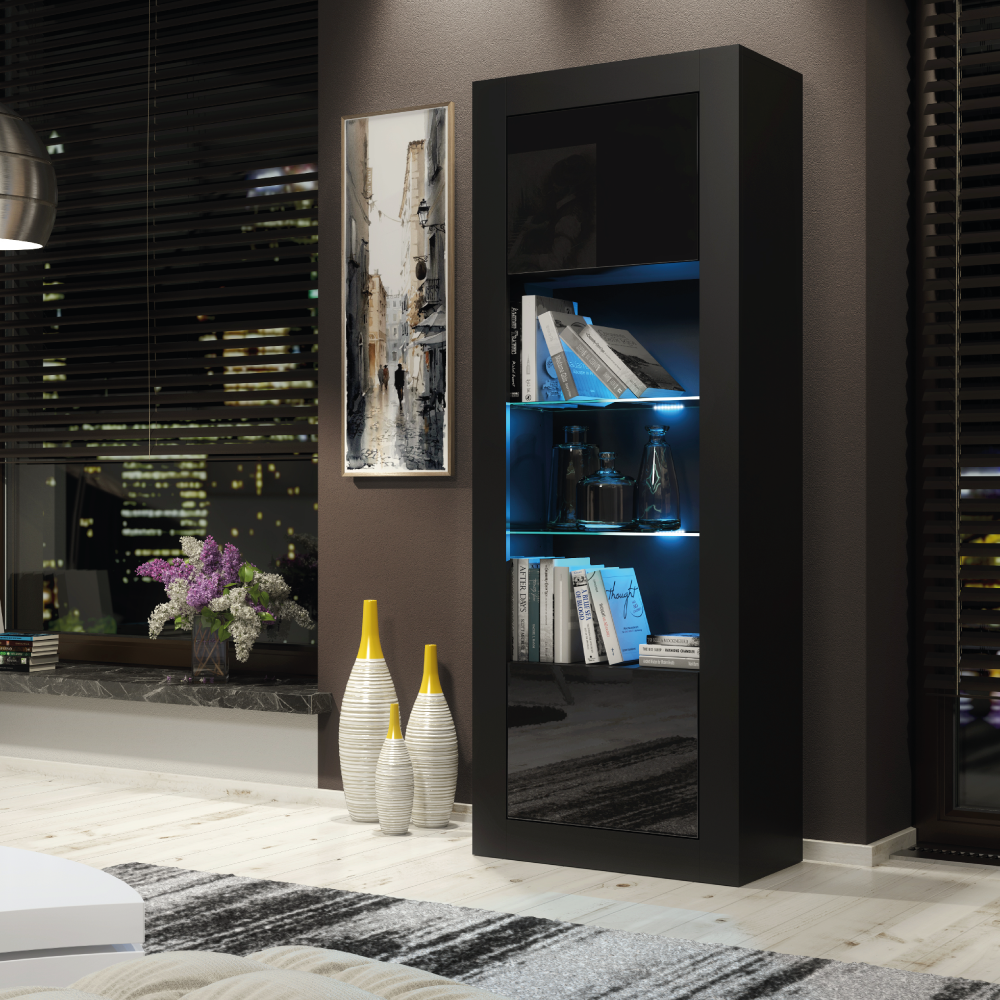 Stylish Cabinet Sideboard and Display Unit with Ample Storage and Free LED Lighting 170cm - Black - Maximillian Hub