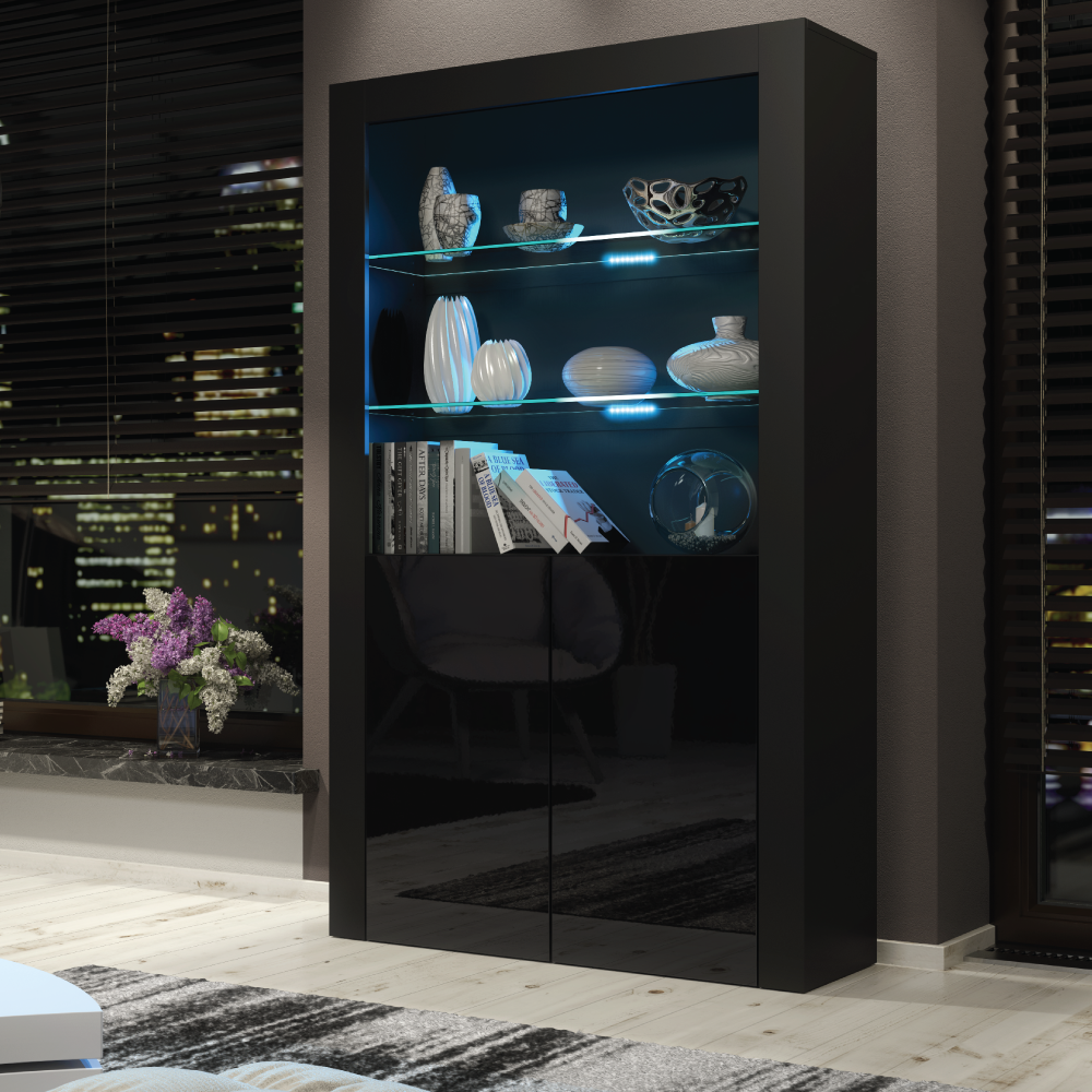 Modern Sideboard Cabinet with Storage and Free LED 170cm - Black - Maximillian Hub