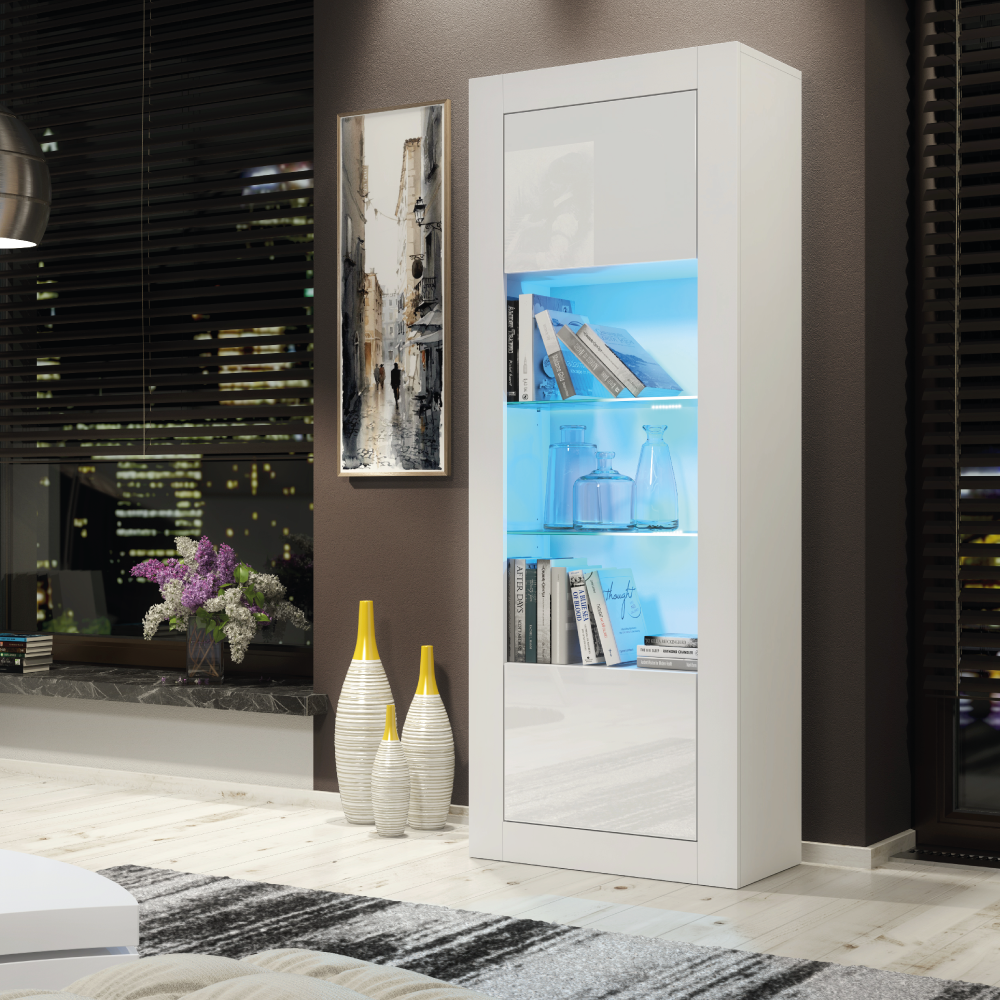 Stylish Cabinet Sideboard and Display Unit with Ample Storage and Free LED Lighting 170cm - White - Maximillian Hub