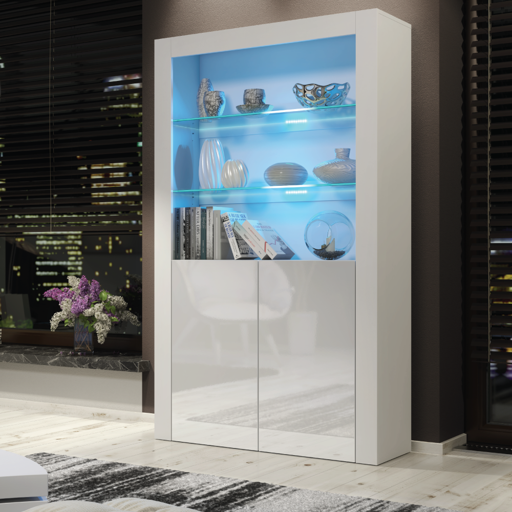 Modern Sideboard Cabinet with Storage and Free LED 170cm - White - Maximillian Hub