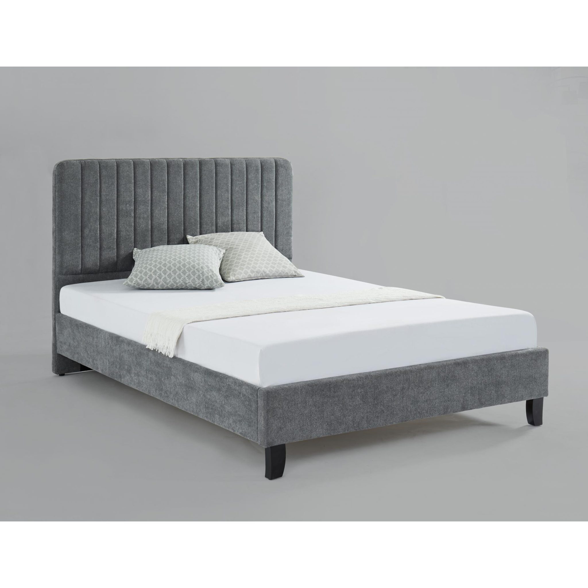 Single Bed - DRAKE 3ft Fabric Bedframe - Grey - Sigrid Mills