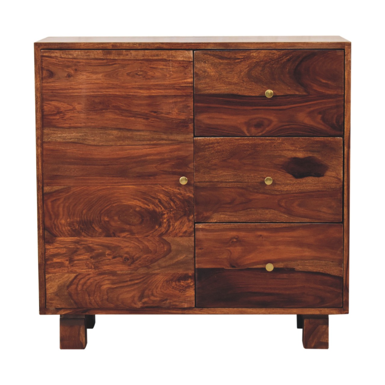 Sideboard - TULA 1 Door 3 Drawer Sideboard Caramel 80cm - Beasley & Sons