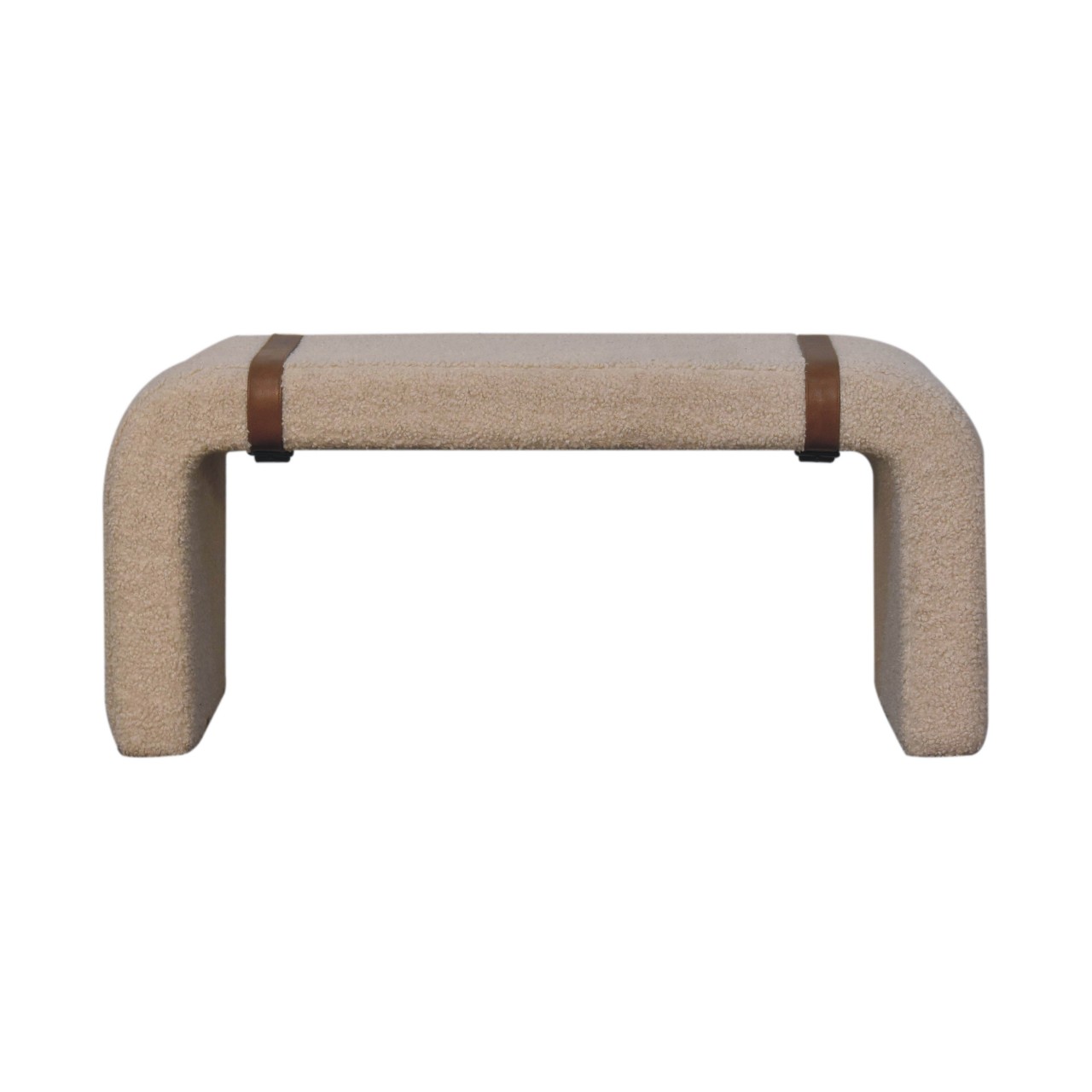 Living Room Bench - OTTILIE Leather Strap Bench Cream 90cm - Beasley & Sons