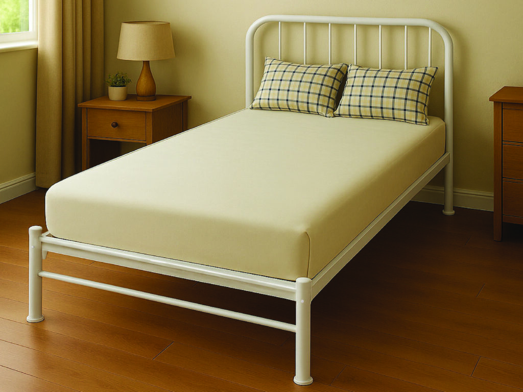 Single Bed - BAXTER 3ft Metal Bedframe - White - Beds-To-Go
