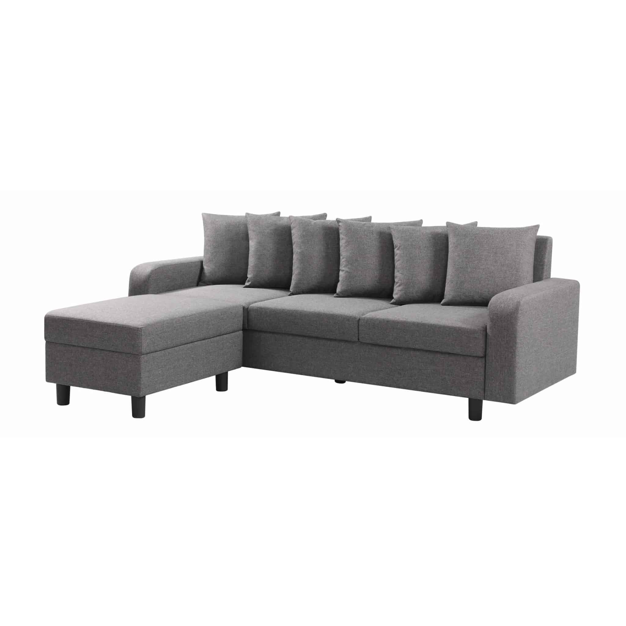 Corner Sofa - METRO Fabric 3 Seater L Shaped Sofa - Reversible - Grey - Sigrid Mills