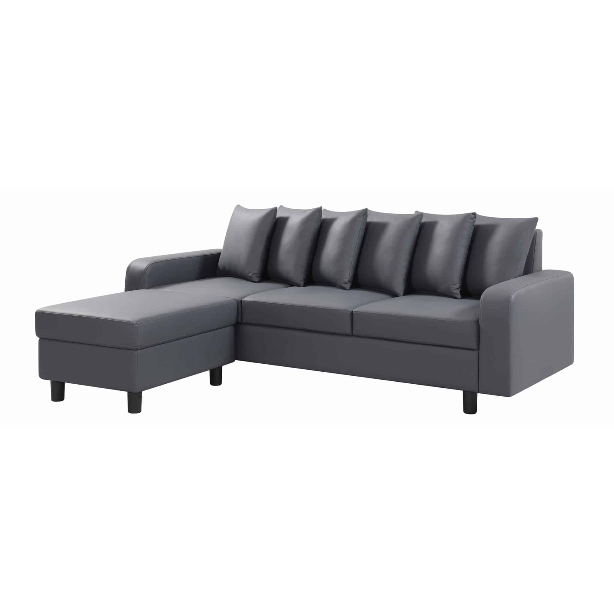 Corner Sofa - METRO Leather 3 Seater L Shaped Sofa - Reversible - Grey - Sigrid Mills