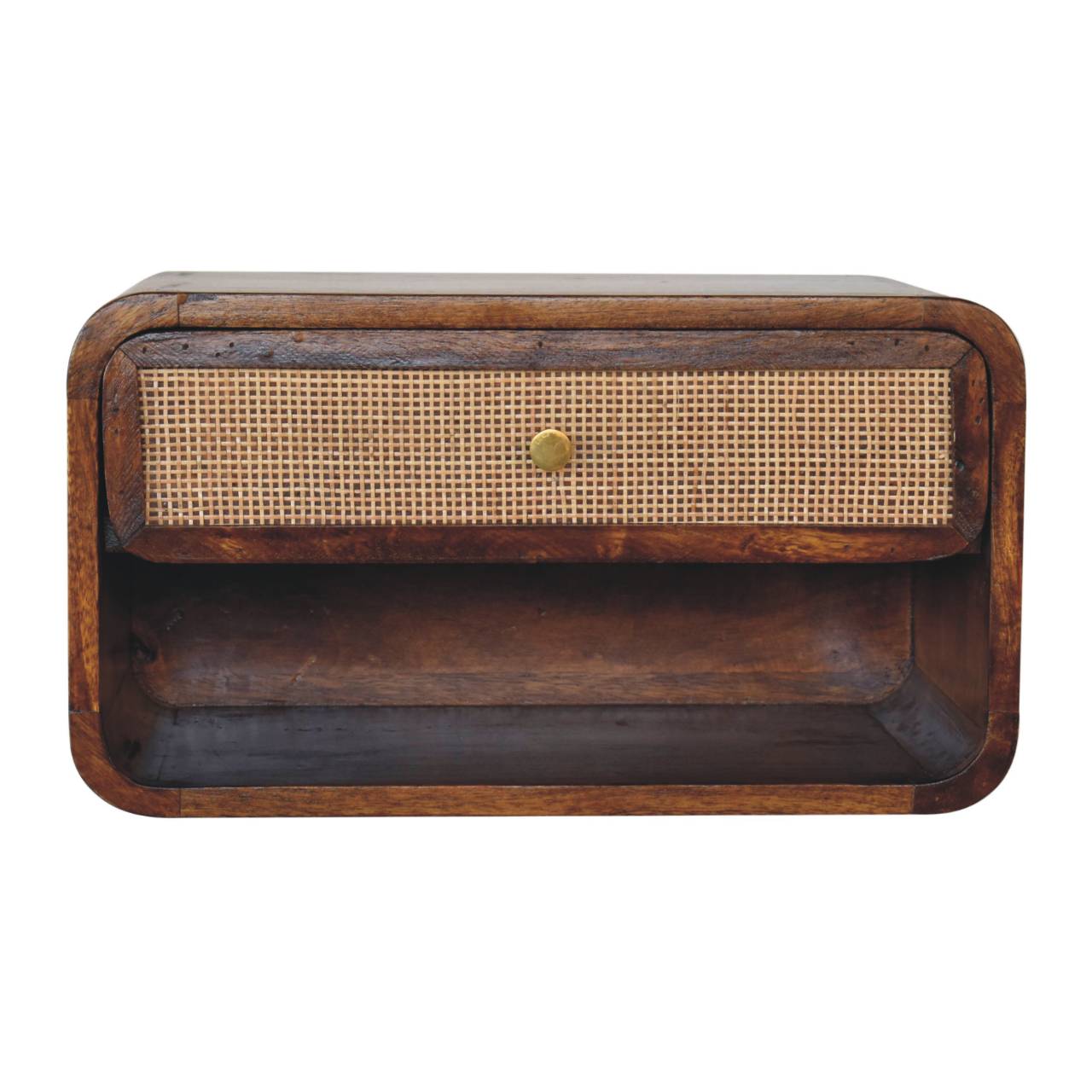 Bedside Table - GENEVA Wall Mounted Nightstand Chestnut 45cm - Beasley & Sons