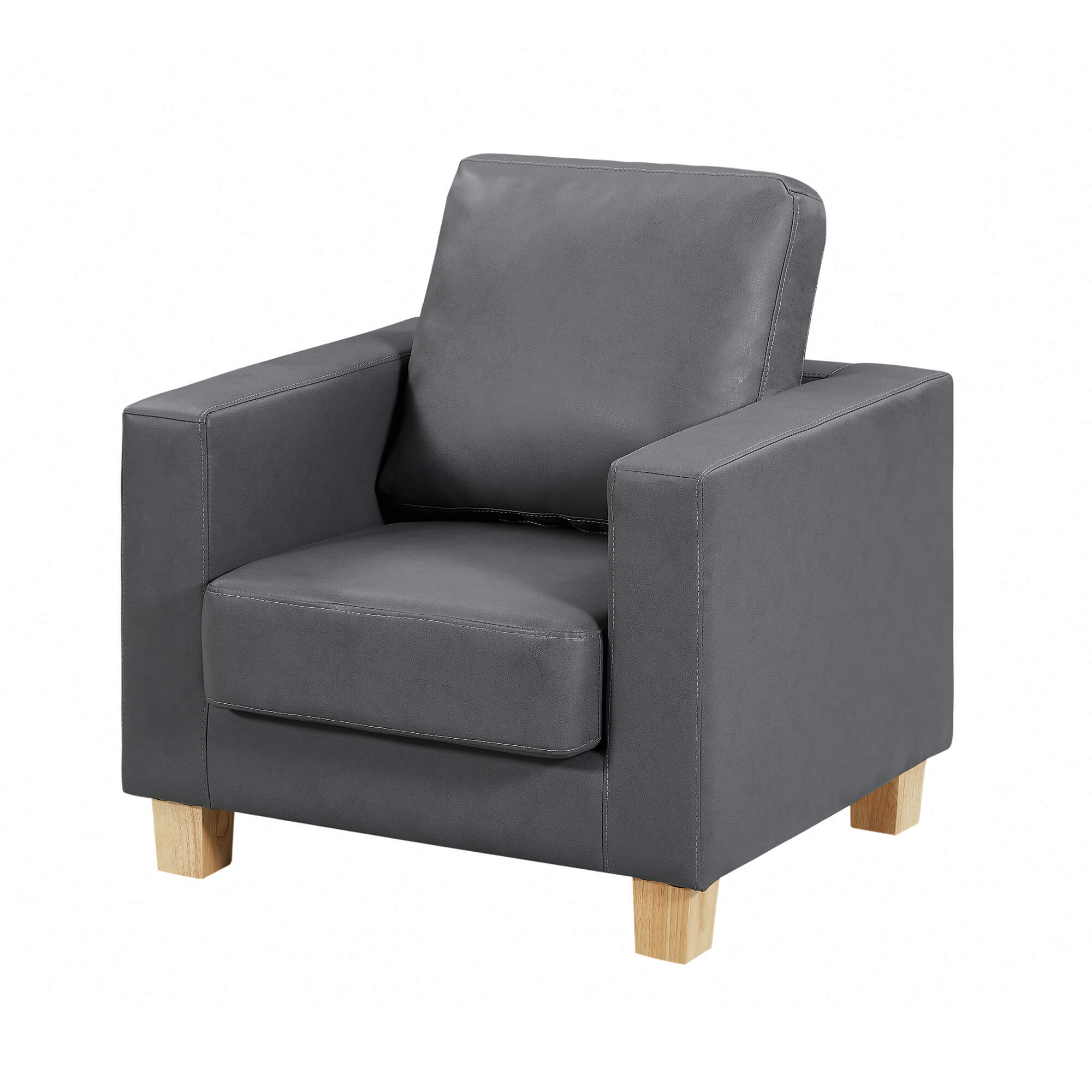 Armchair - DORSET Leather 1 Seater Sofa - Grey - Sigrid Mills