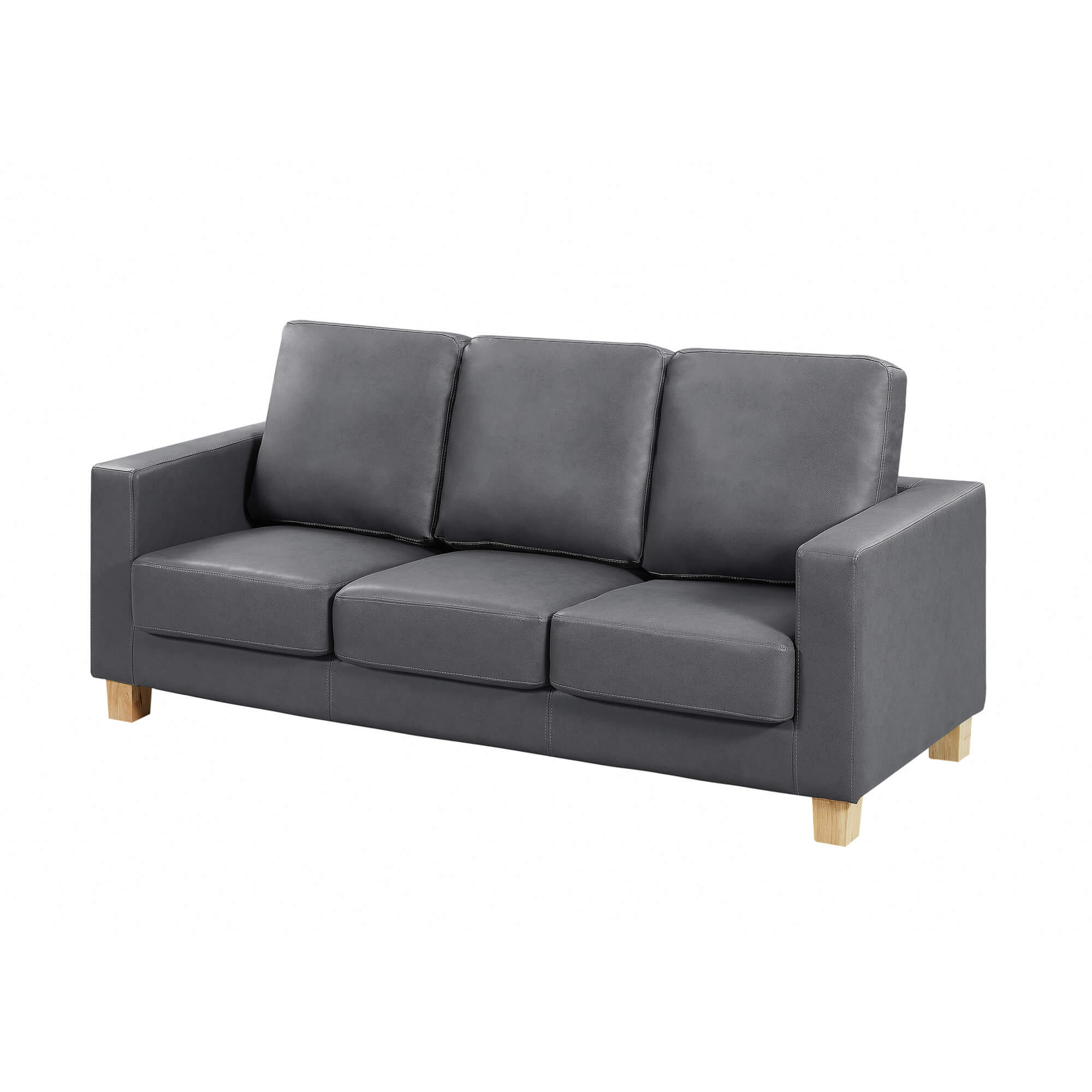 3 Seater Sofa - DORSET Leather Sofa - Grey - Sigrid Mills
