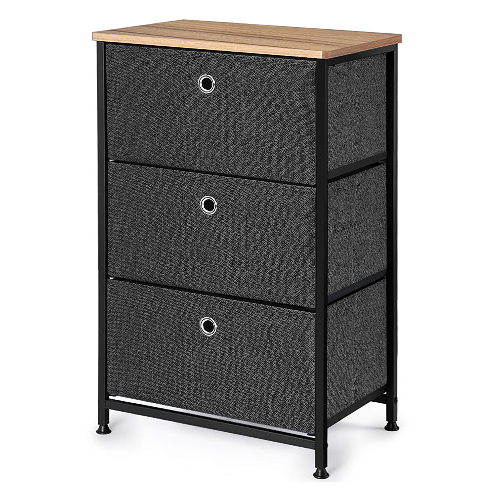 FARO Grey Fabric Chest of Drawers - Small-sized, 3 Drawers - Sigrid Mills