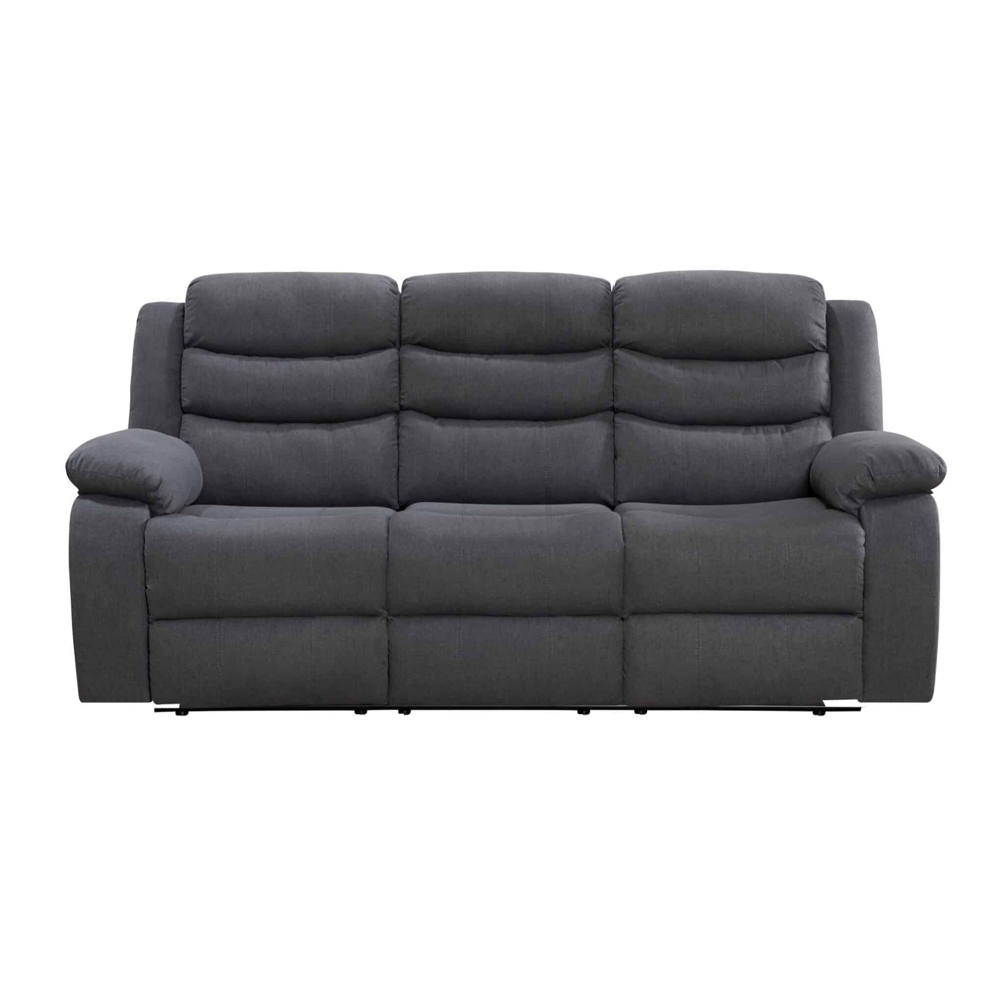3 Seater Sofa - ESPERANZA Fabric Recliner Sofa - Dark Grey - Sigrid Mills