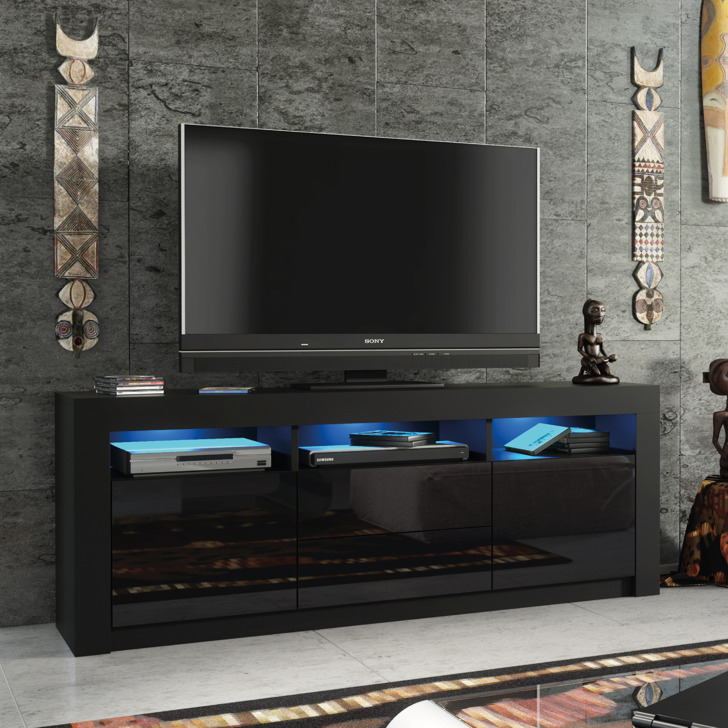 OASIS TV Unit 160cm - Black - Crete Bay