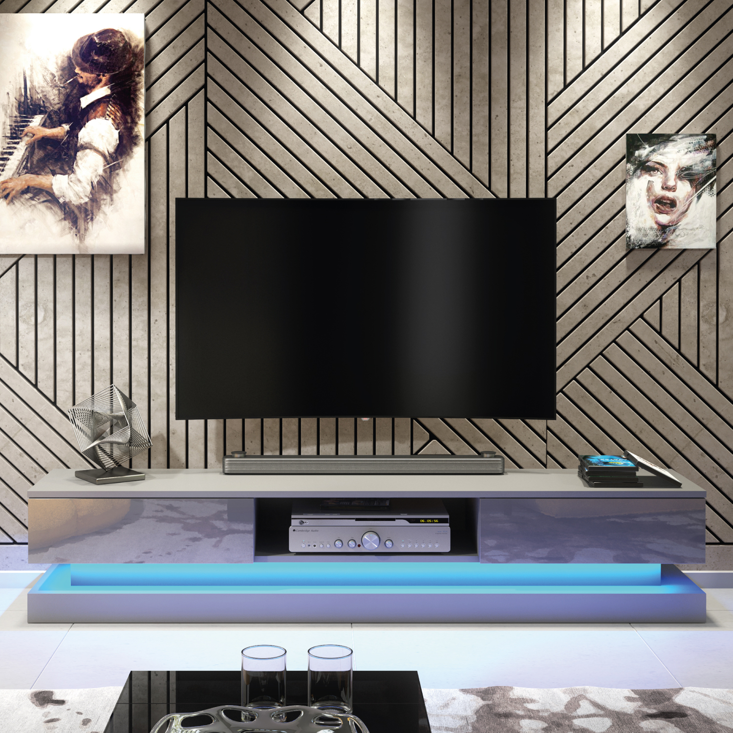 REGAL TV Unit 180cm - Dark Grey - Crete Bay