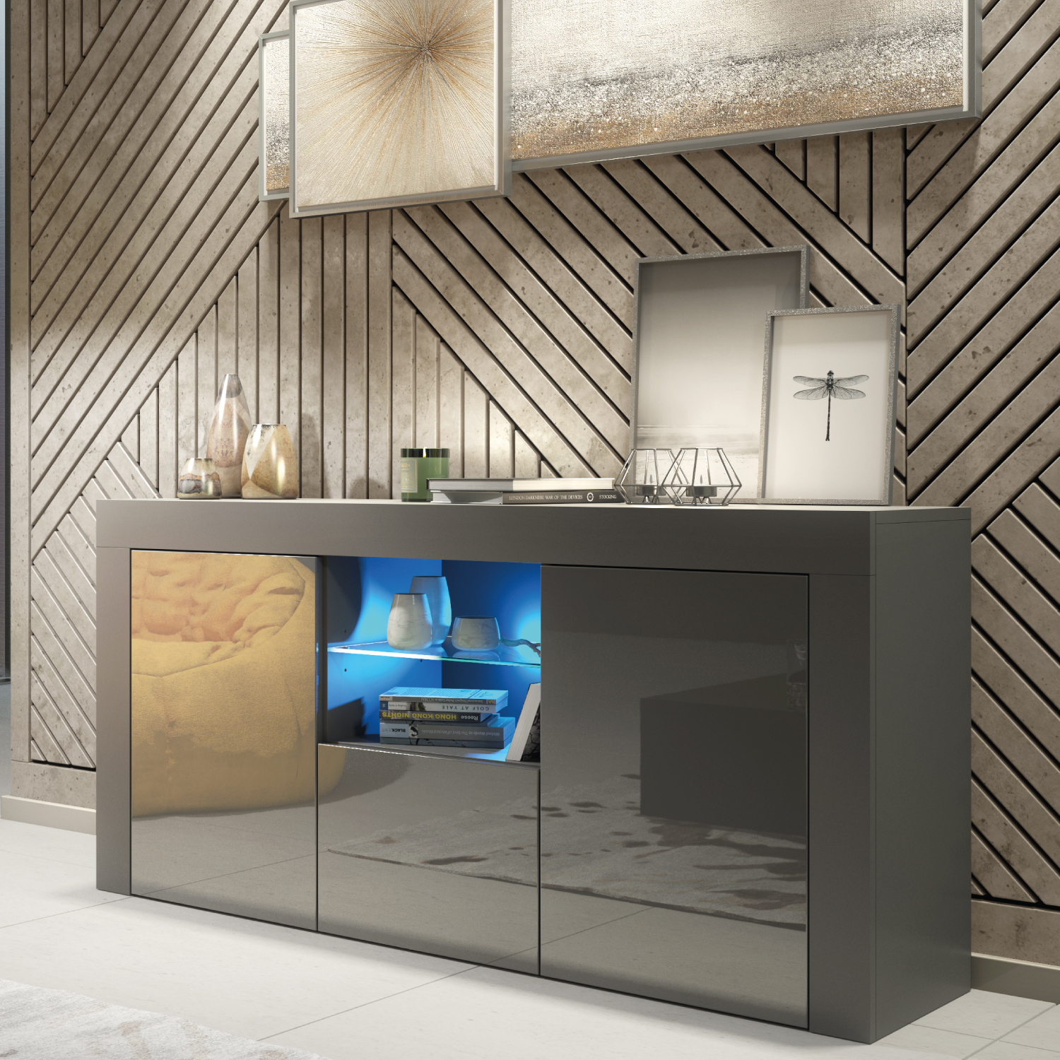 ASSENS Sideboard 145cm - Dark Grey - Crete Bay