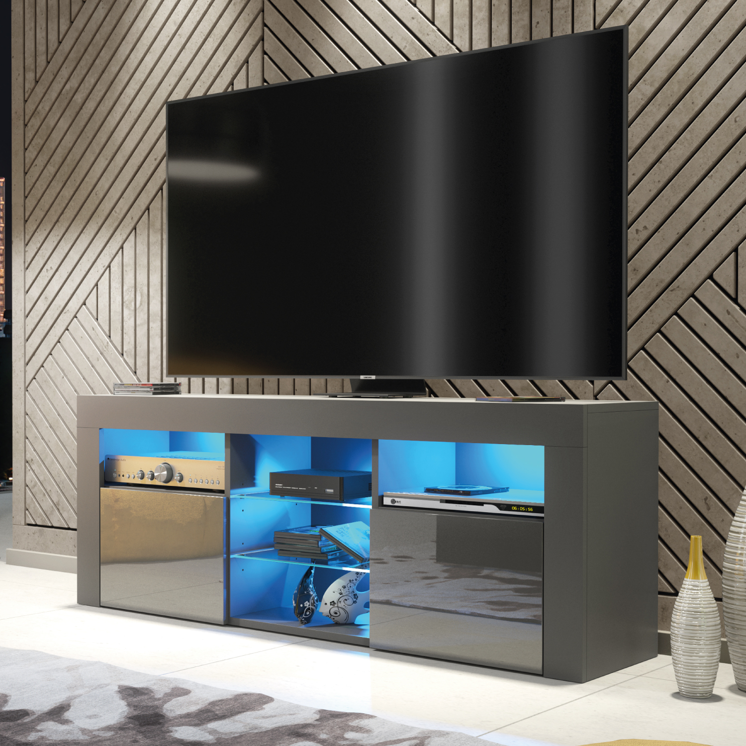 FJORD TV Unit 145cm - Dark Grey - Crete Bay