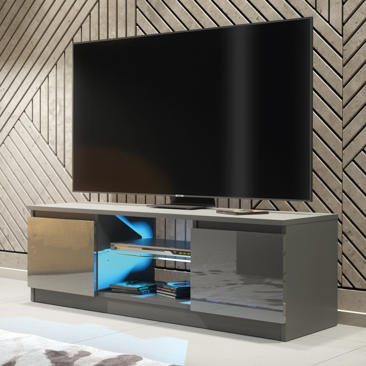 CREST TV Unit 120cm - Dark Grey - Crete Bay