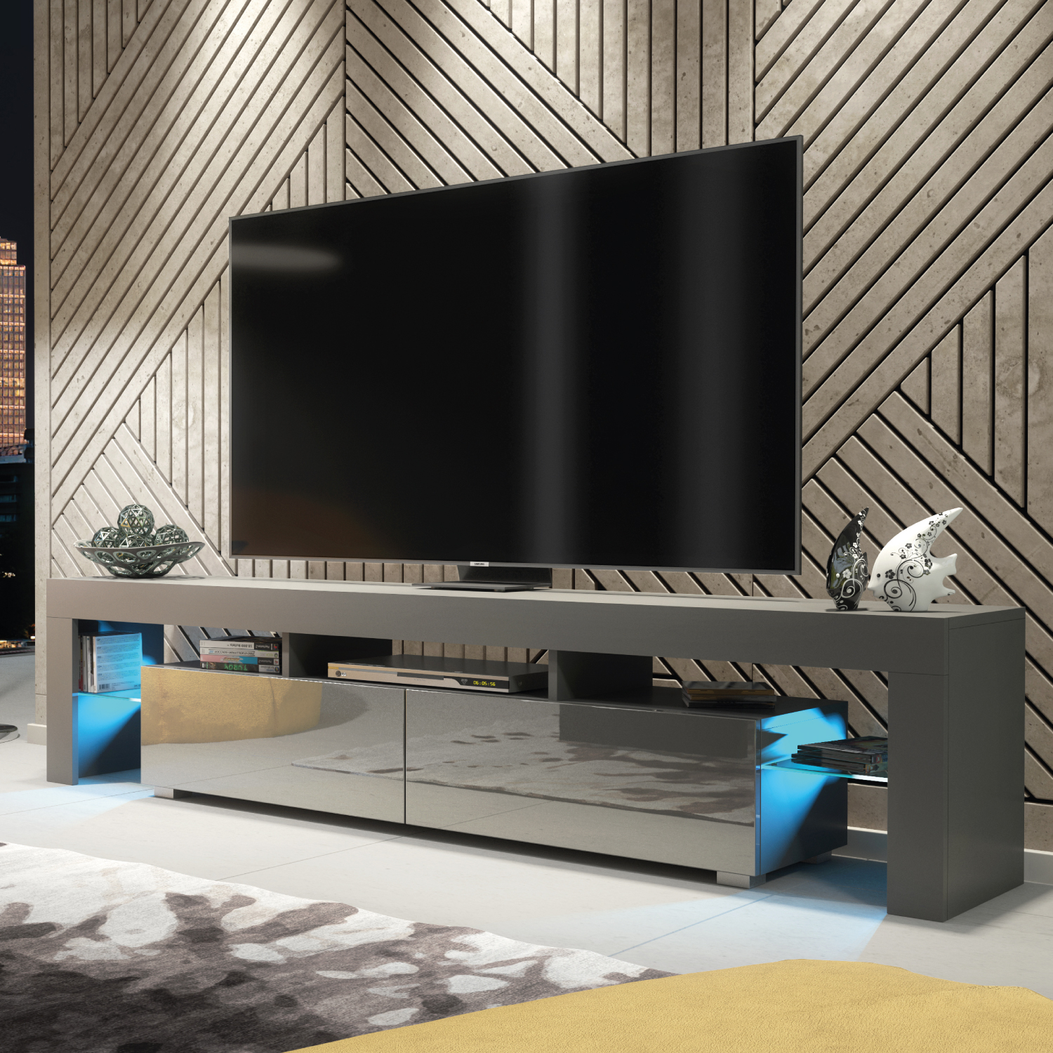 RIDGE TV Unit 200cm - Dark Grey - Crete Bay