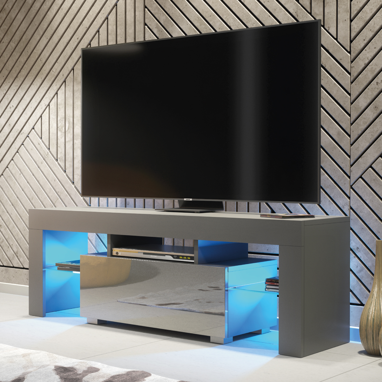 GROVE TV Unit 130cm - Dark Grey - Crete Bay