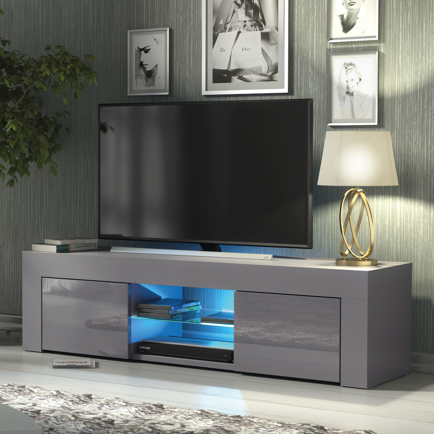 HAVEN TV Unit 130cm - Dark Grey - Crete Bay