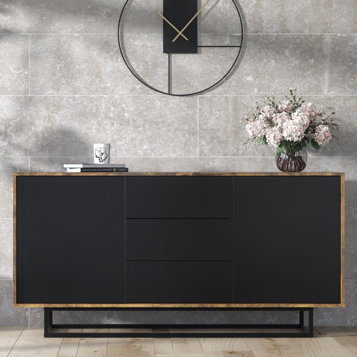 BURGOS Sideboard 140cm - Rustic - Crete Bay