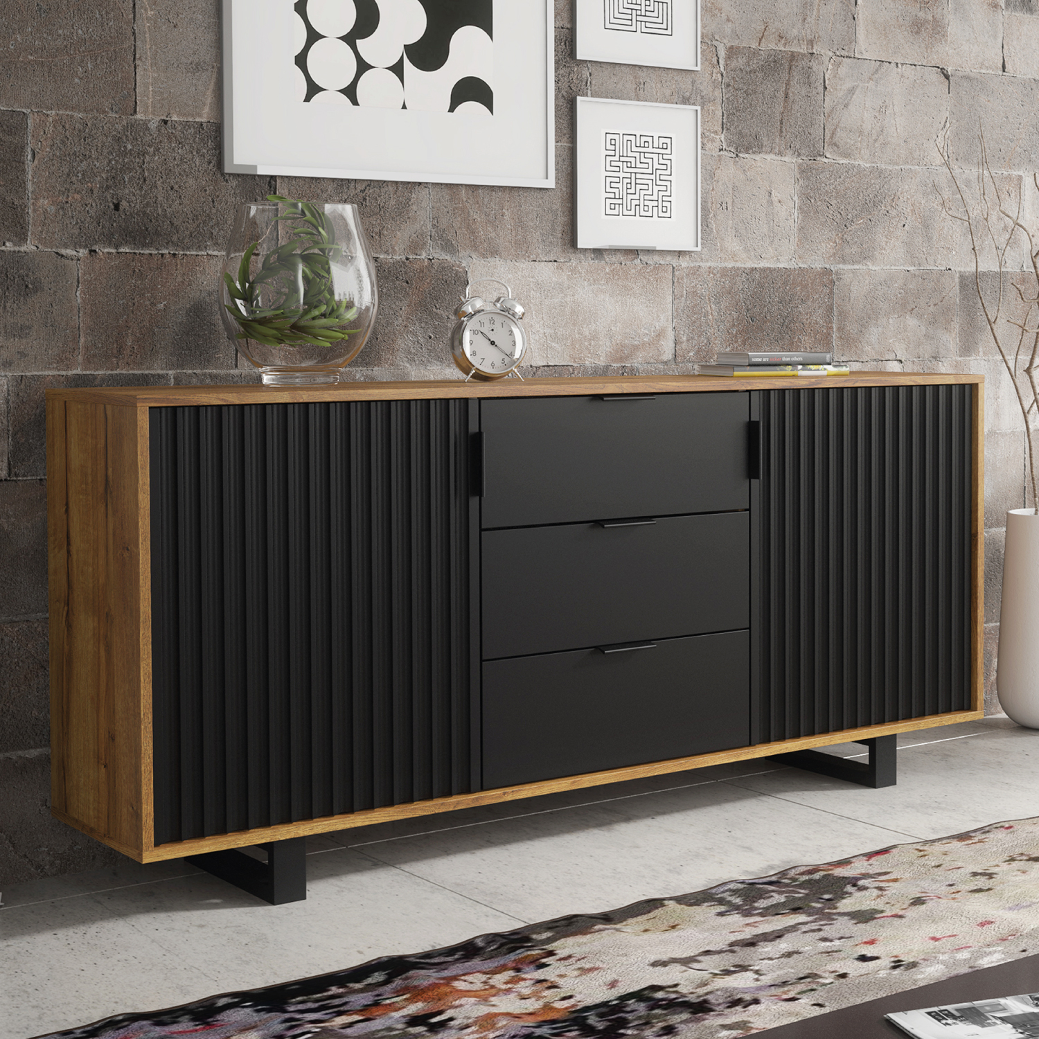 BASEL Sideboard 140cm - Dark Oak - Crete Bay