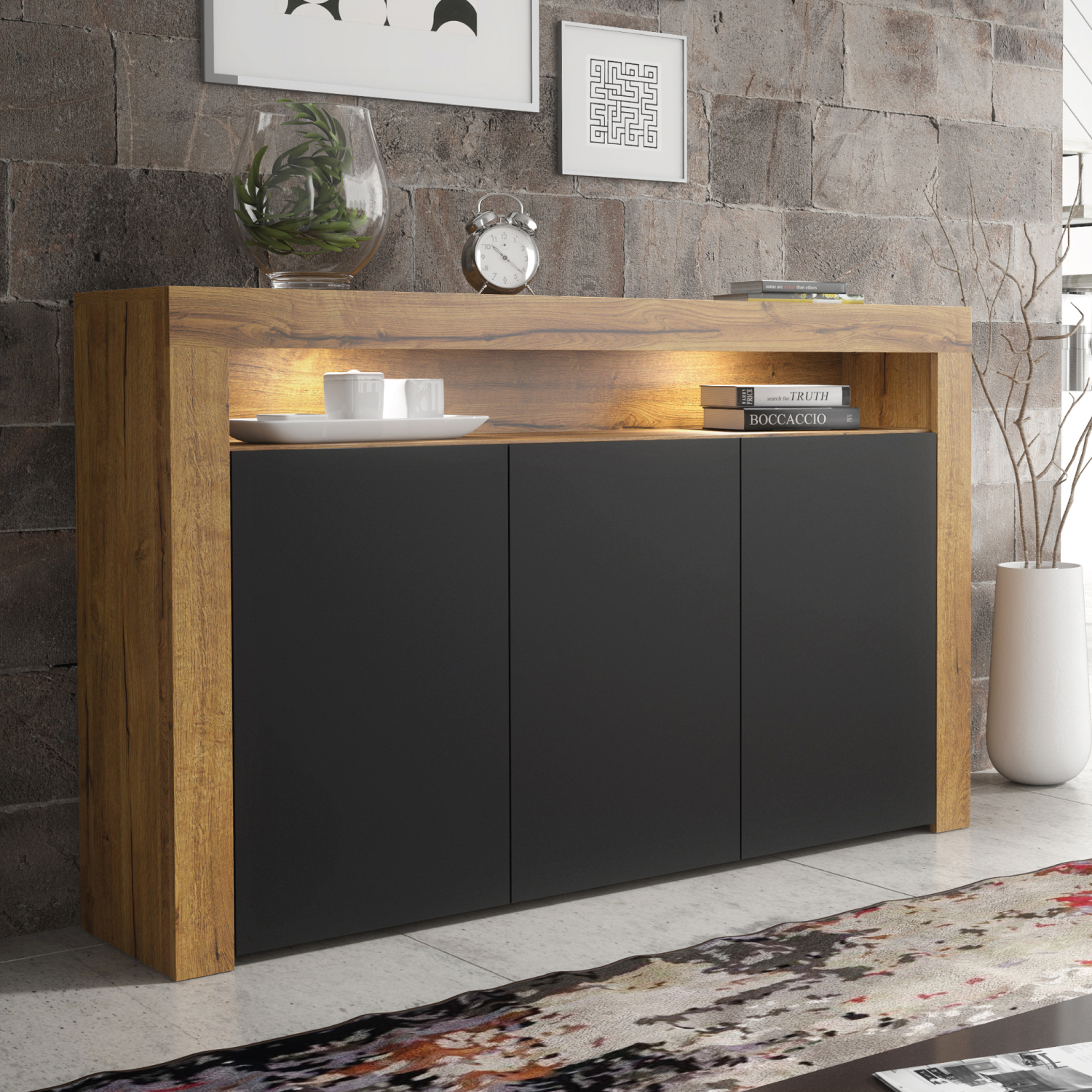 APEX Sideboard 155cm - Dark Oak - Crete Bay