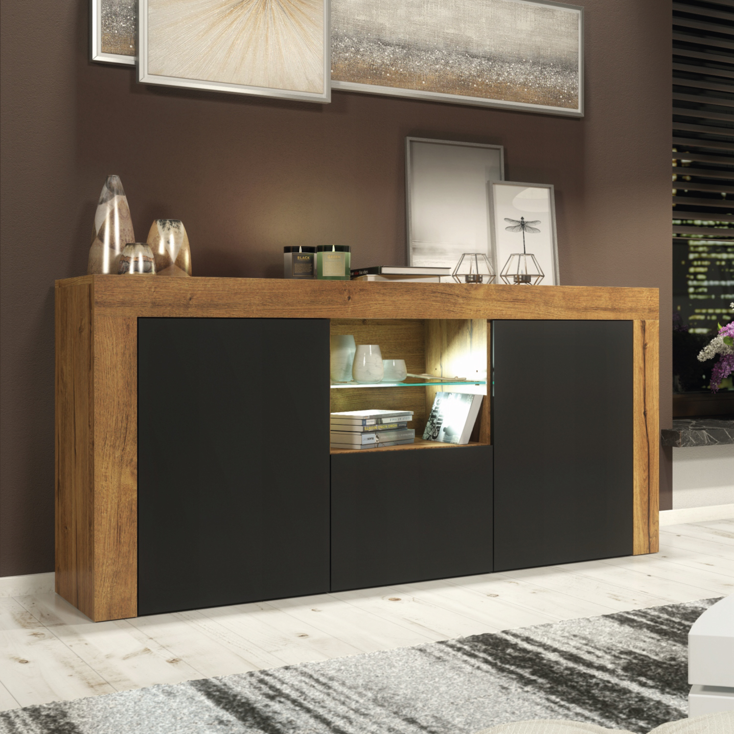 ASSENS Sideboard 145cm - Dark Oak - Crete Bay