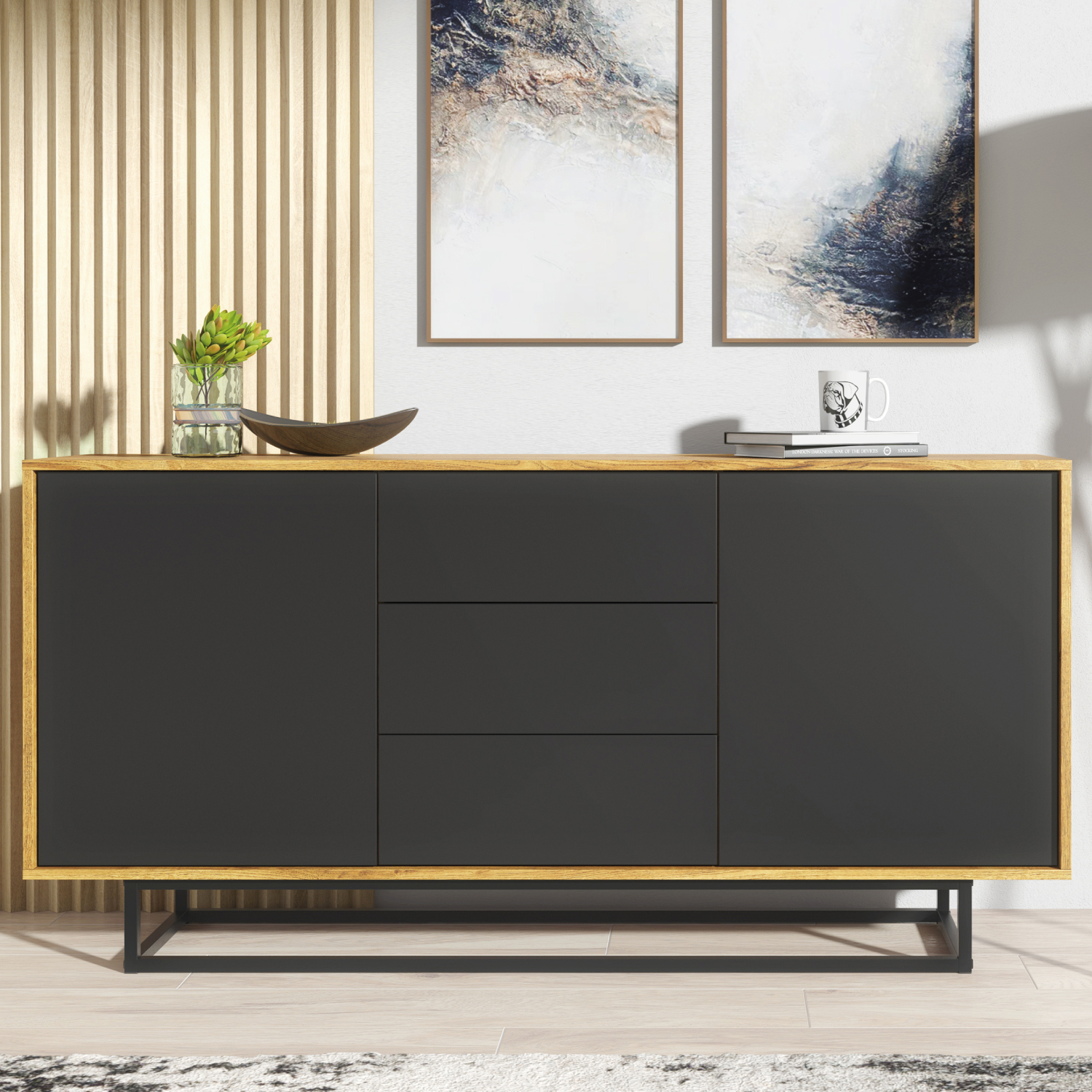 BURGOS Sideboard 140cm - Black - Crete Bay