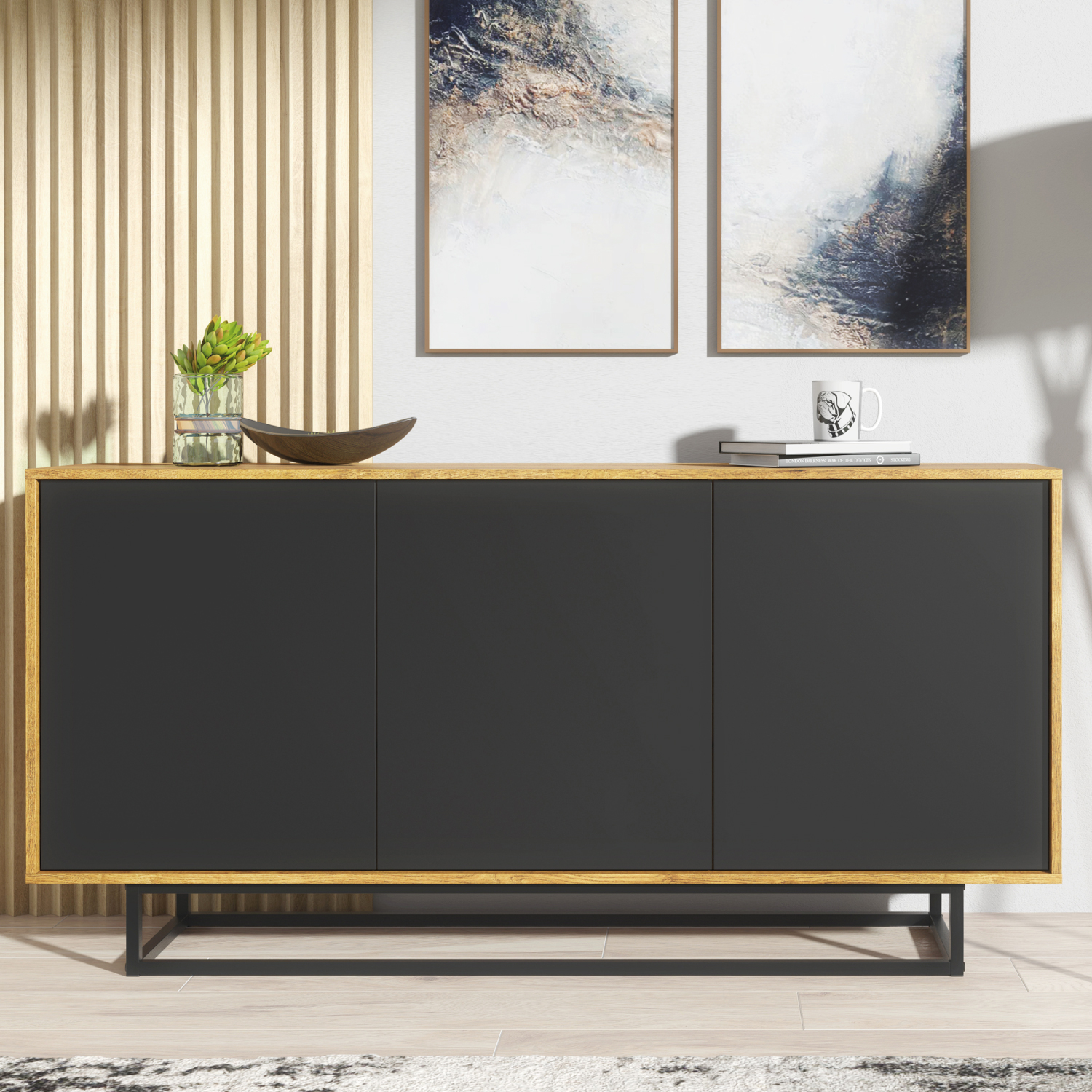 LLEIDA Sideboard 160cm - Black - Crete Bay